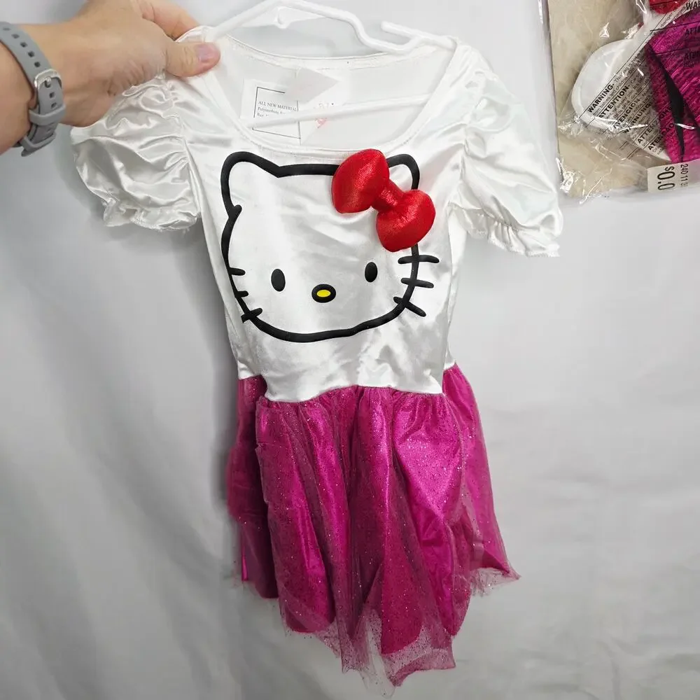 Hello Kitty Kids  Dress & Head Band Halloween  Costume Kids size Small 4-6 New